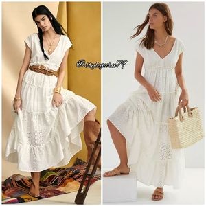 NWT, Anthropologie, Tiered Eyelet Maxi Dress